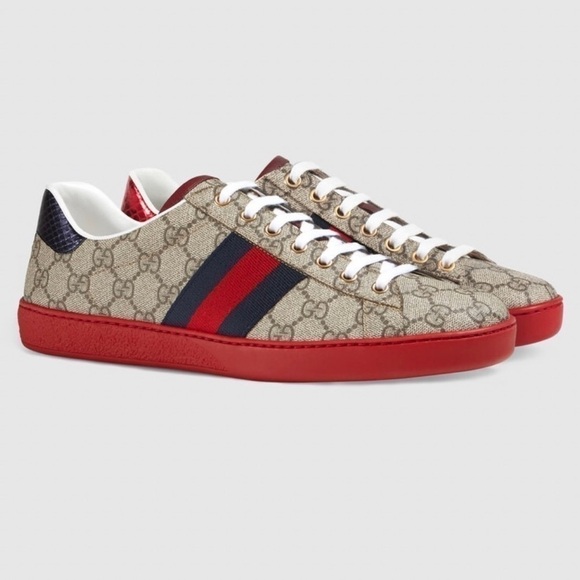 GUCCIMen's Ace GG Supreme Low Top Sneaker Beige Size - 7